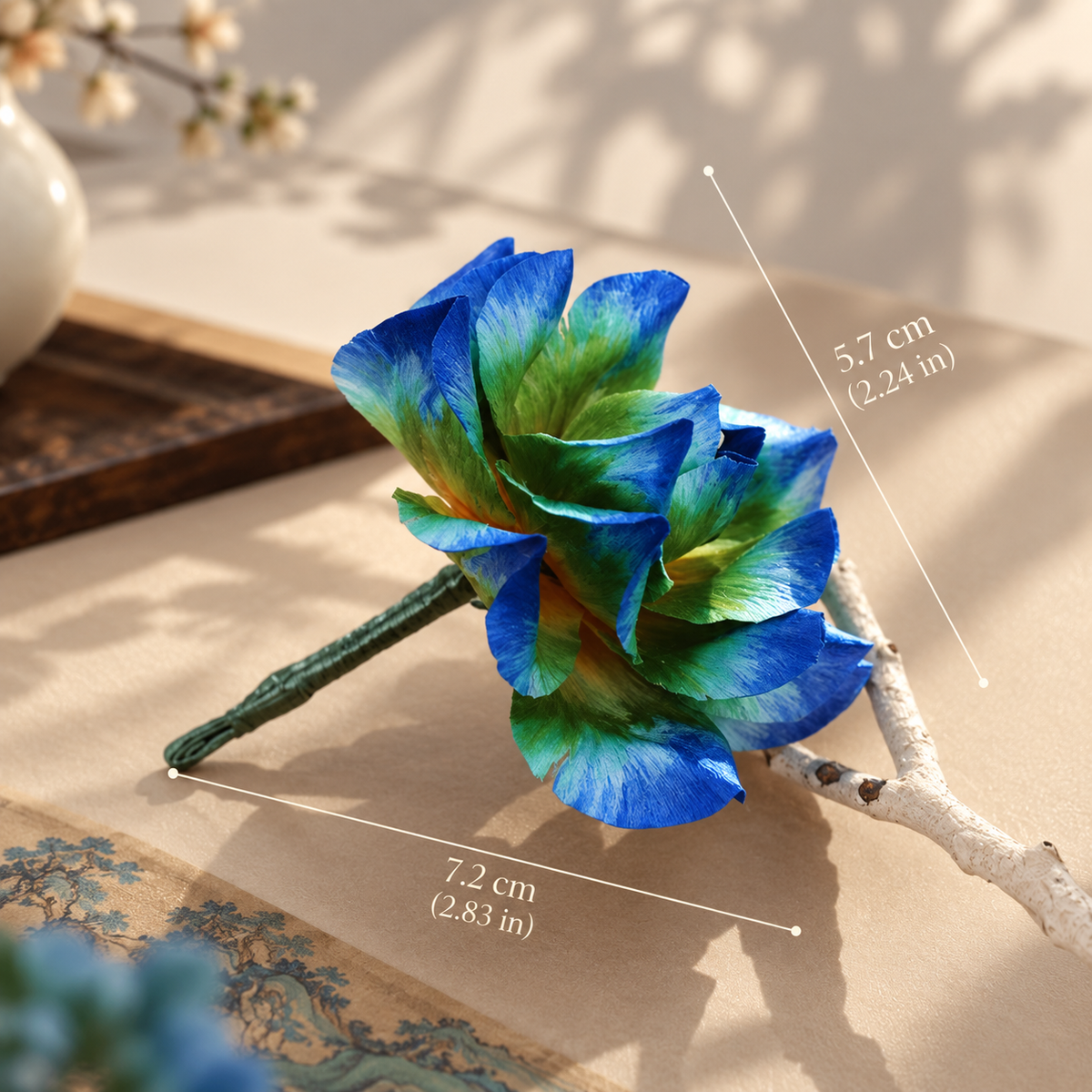 China Rose Silk-Velvet Handmade Soft Hair Stick