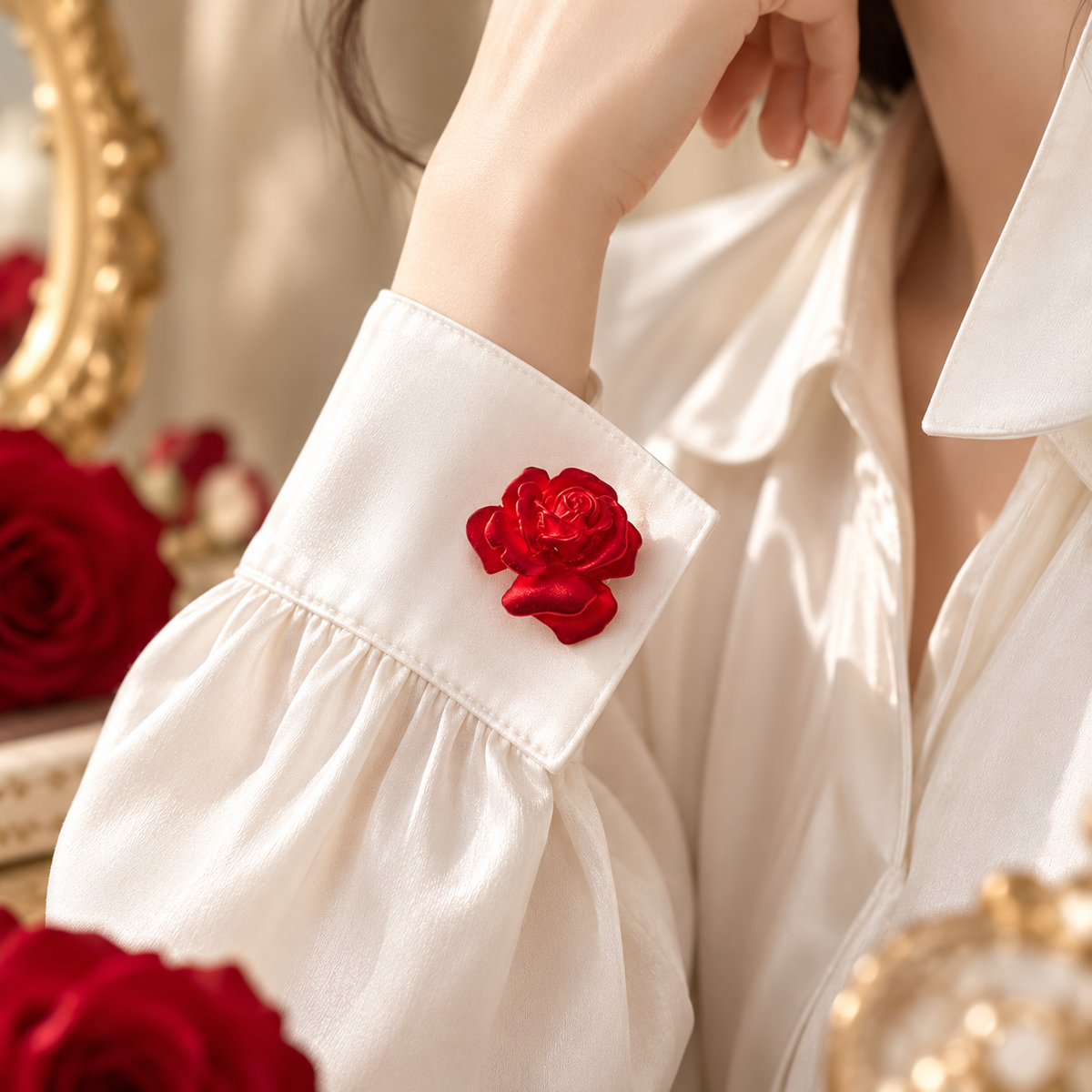 Scarlet Rose Bloom Cuff Clips