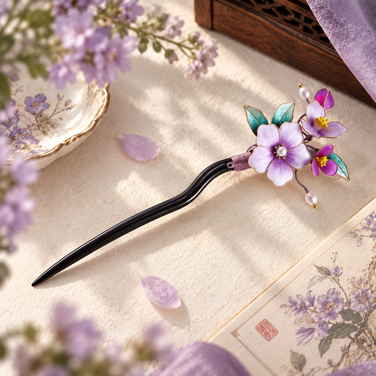 Begonia Blossom Silk-Thread Hairpin