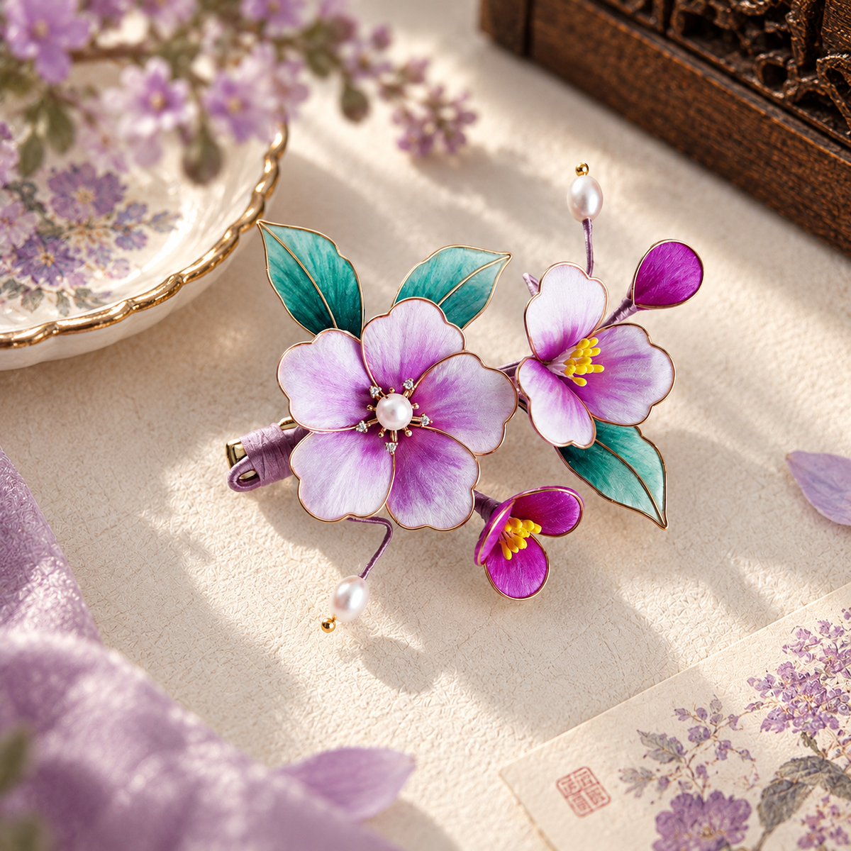 Begonia Blossom Silk-Thread Hairpin
