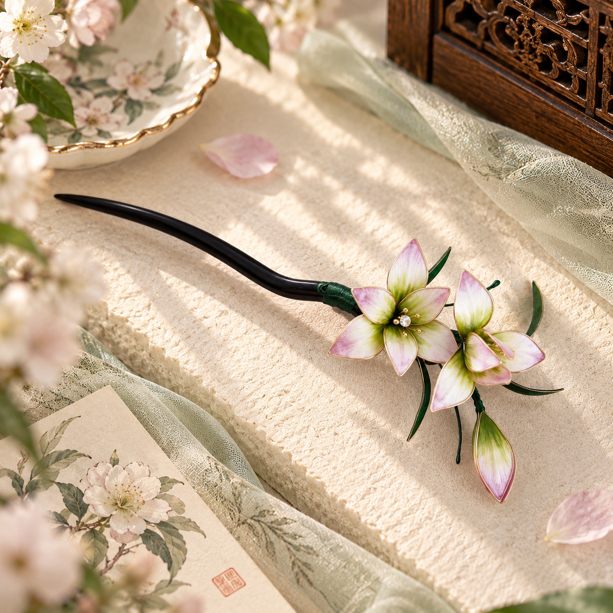 Lily Blossom Silk-Thread Hairpin