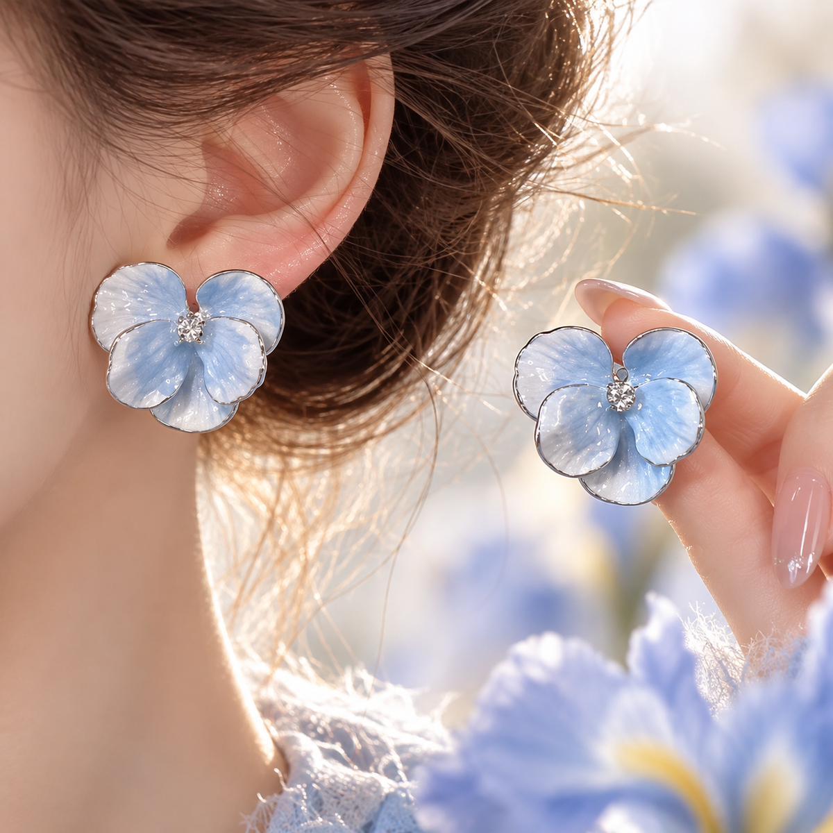Iris Bloom Stud Earrings