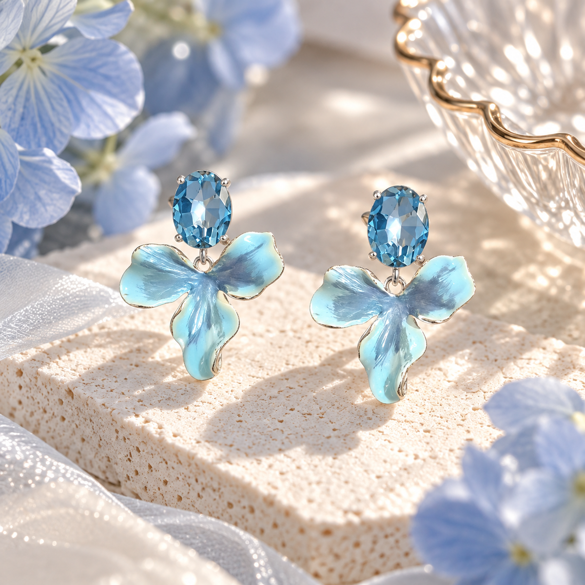 Scarlet Orchid Bloom Earrings