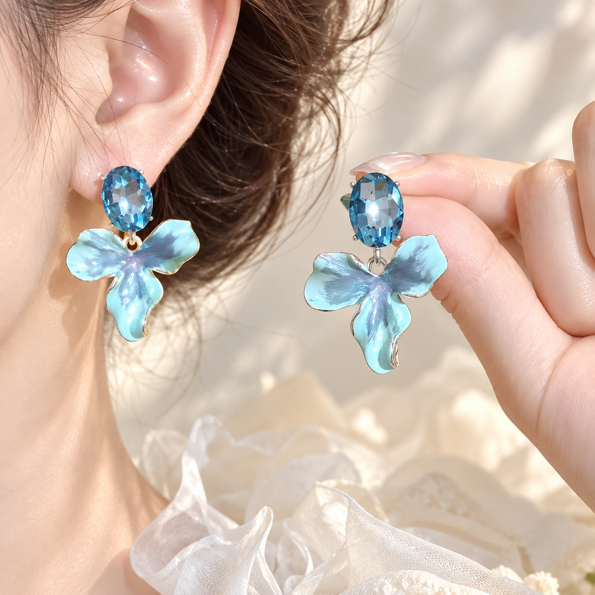 Scarlet Orchid Bloom Earrings