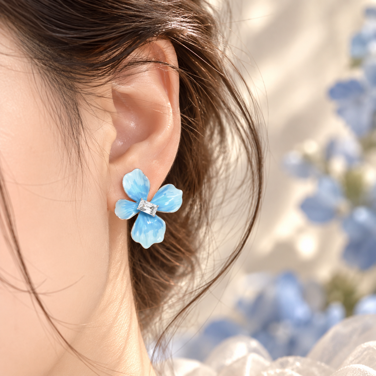 Azure Bloom Stud Earring