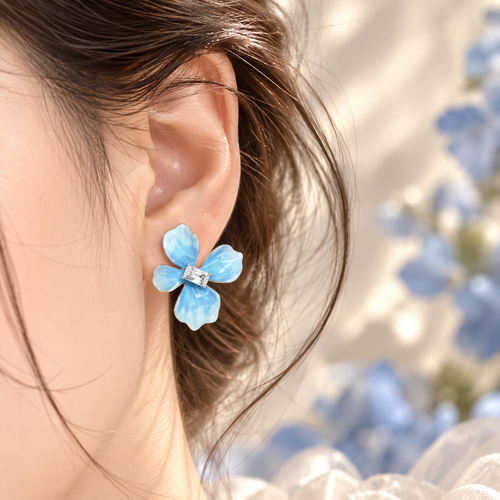 Azure Bloom Stud Earring