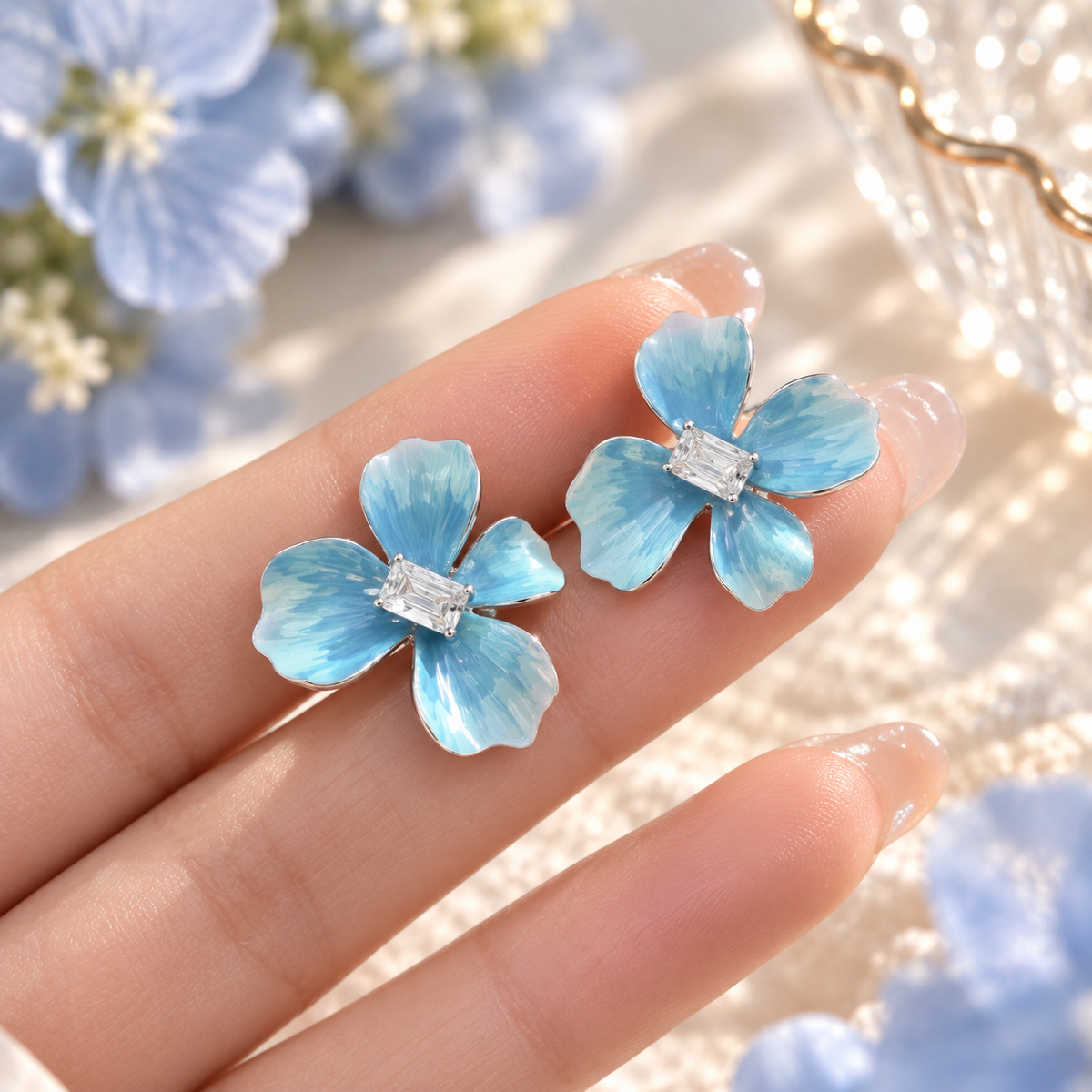 Azure Bloom Stud Earring