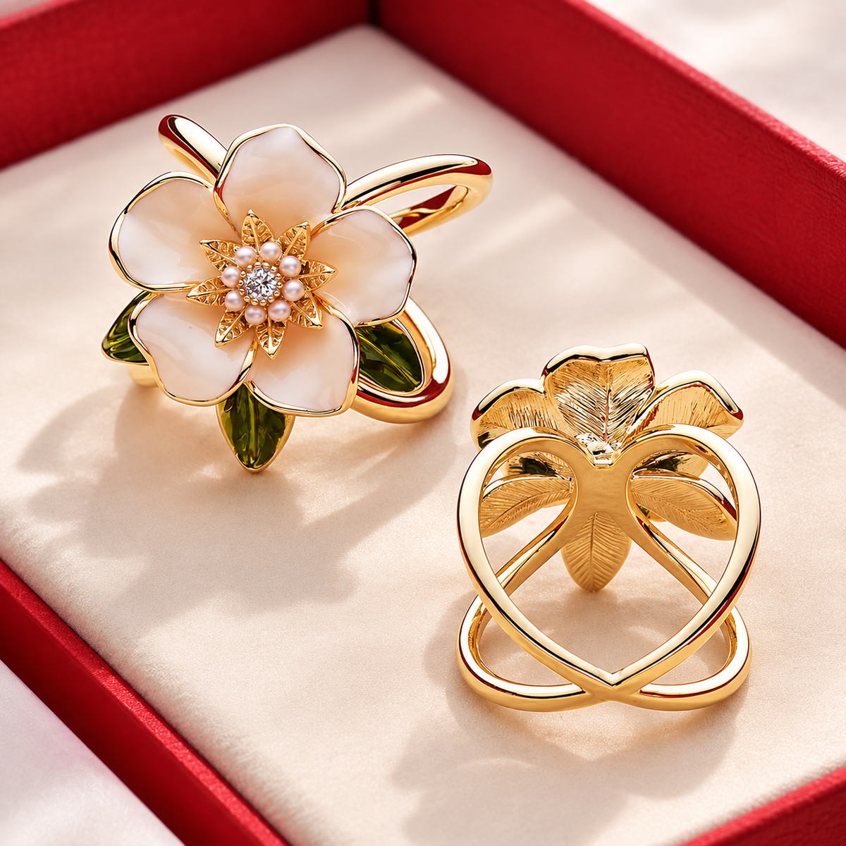Gardenia Bloom Silk Scarf Ring