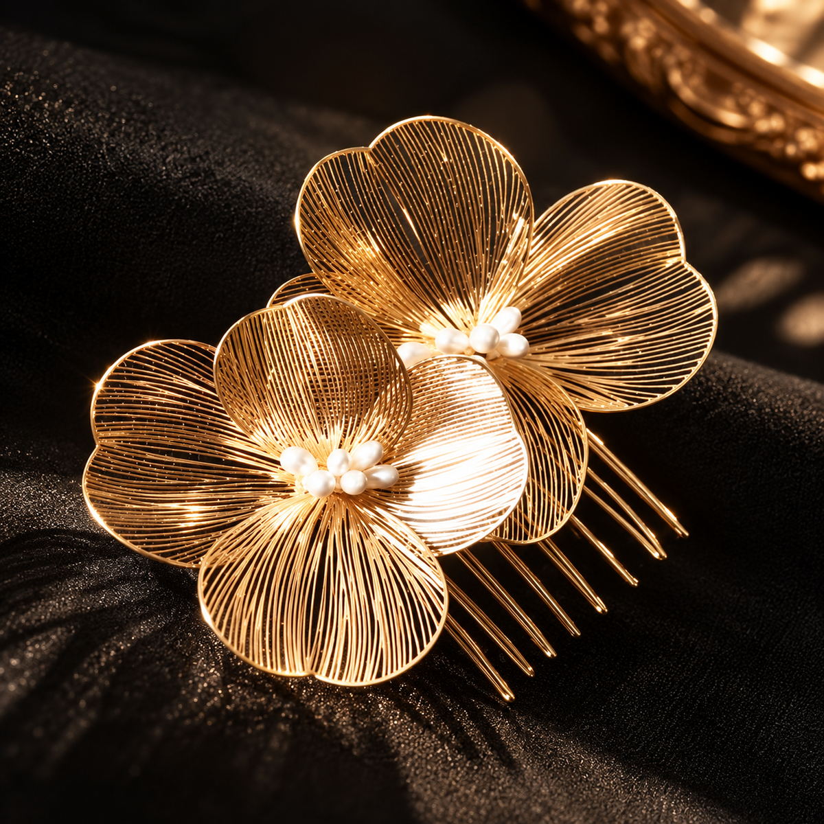 Metallic Woven Blossom Hair Comb