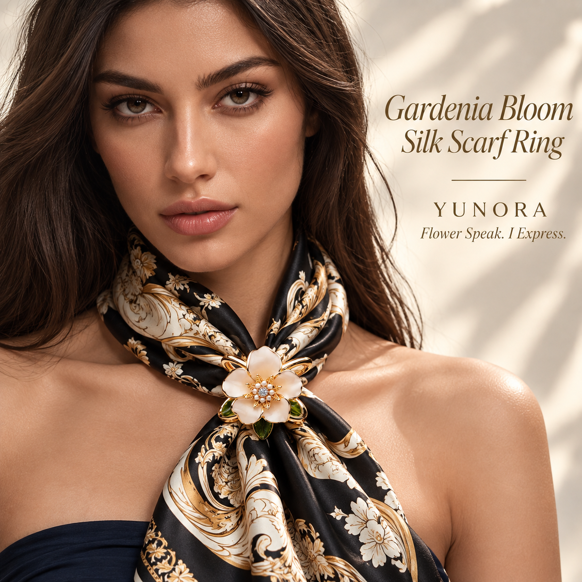 Gardenia Bloom Silk Scarf Ring