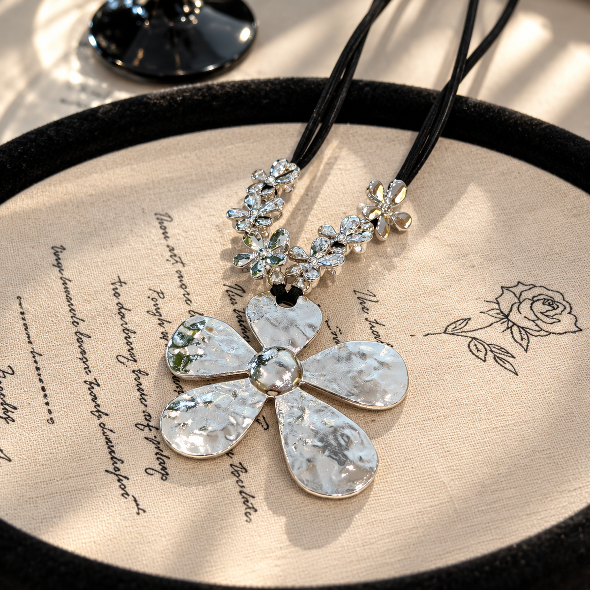Silver Bloom Statement Pendant Necklace