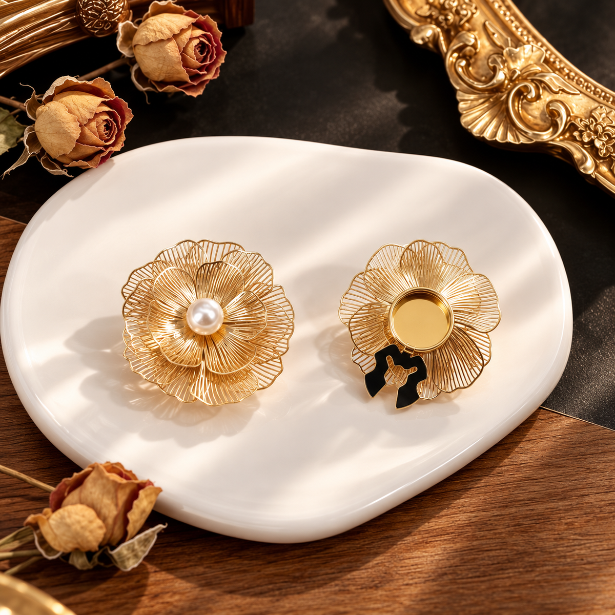French Floral Pearl Button Set