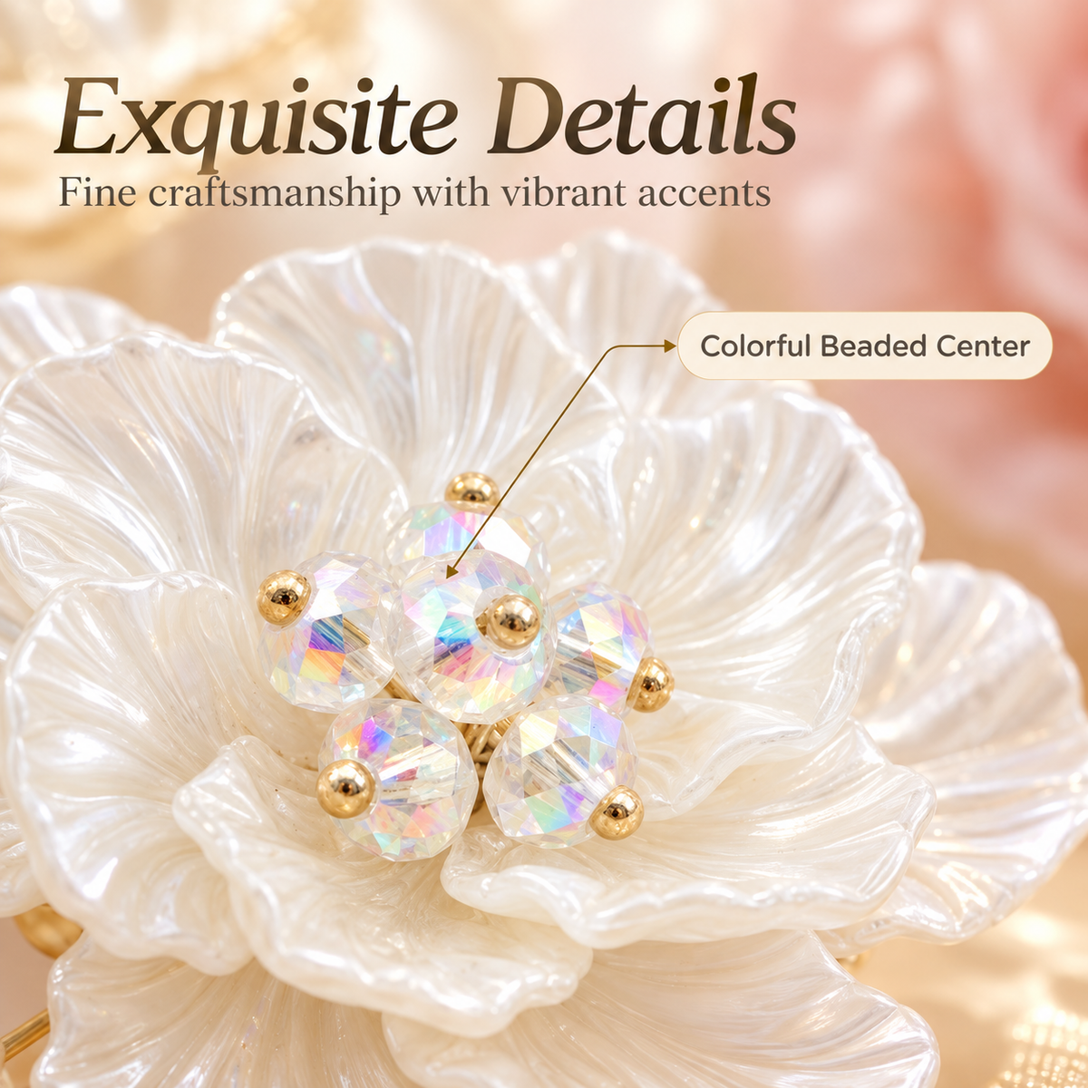 Double-Layer Camellia Pearl Button Set