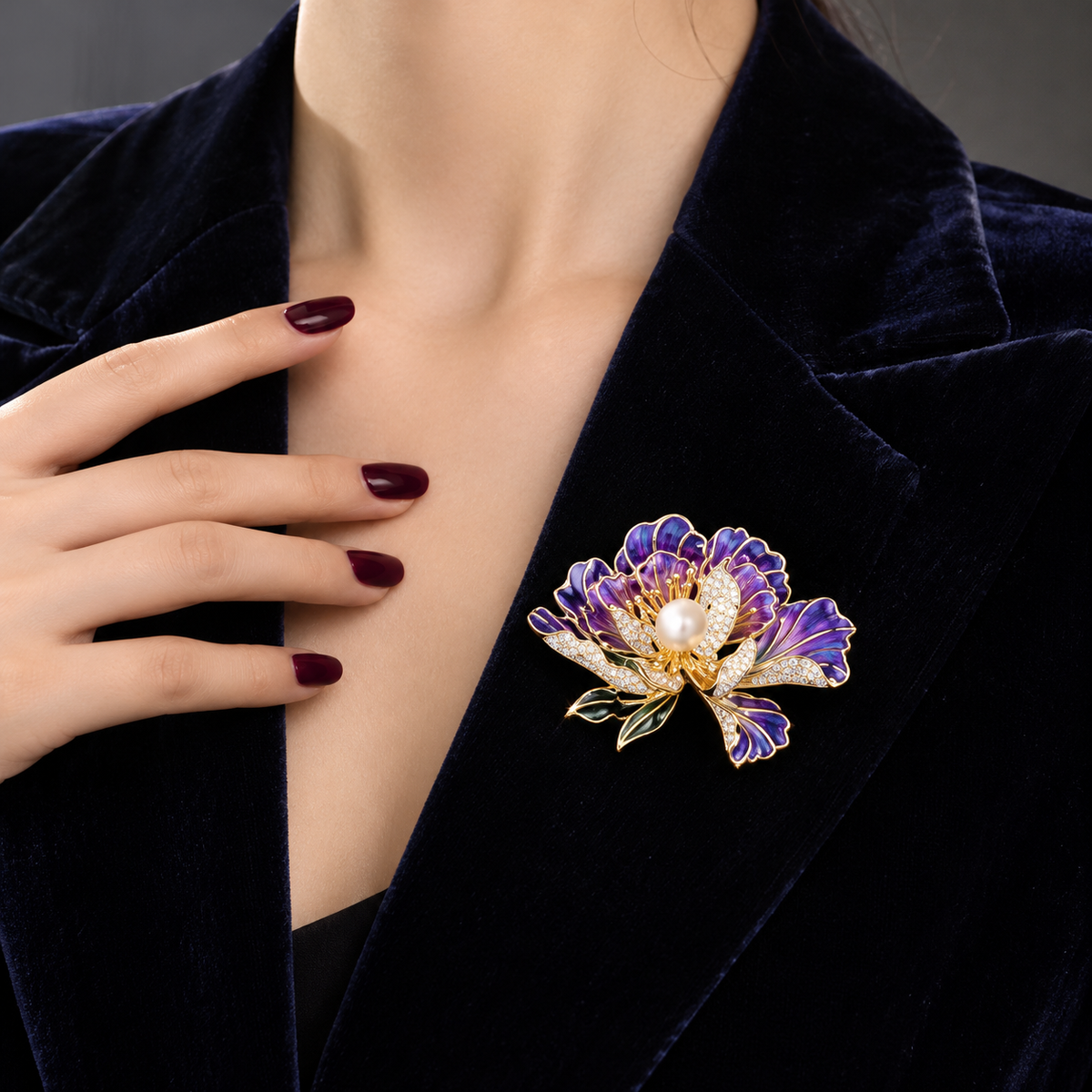 Pearl Iridescent Peony Bloom Brooch