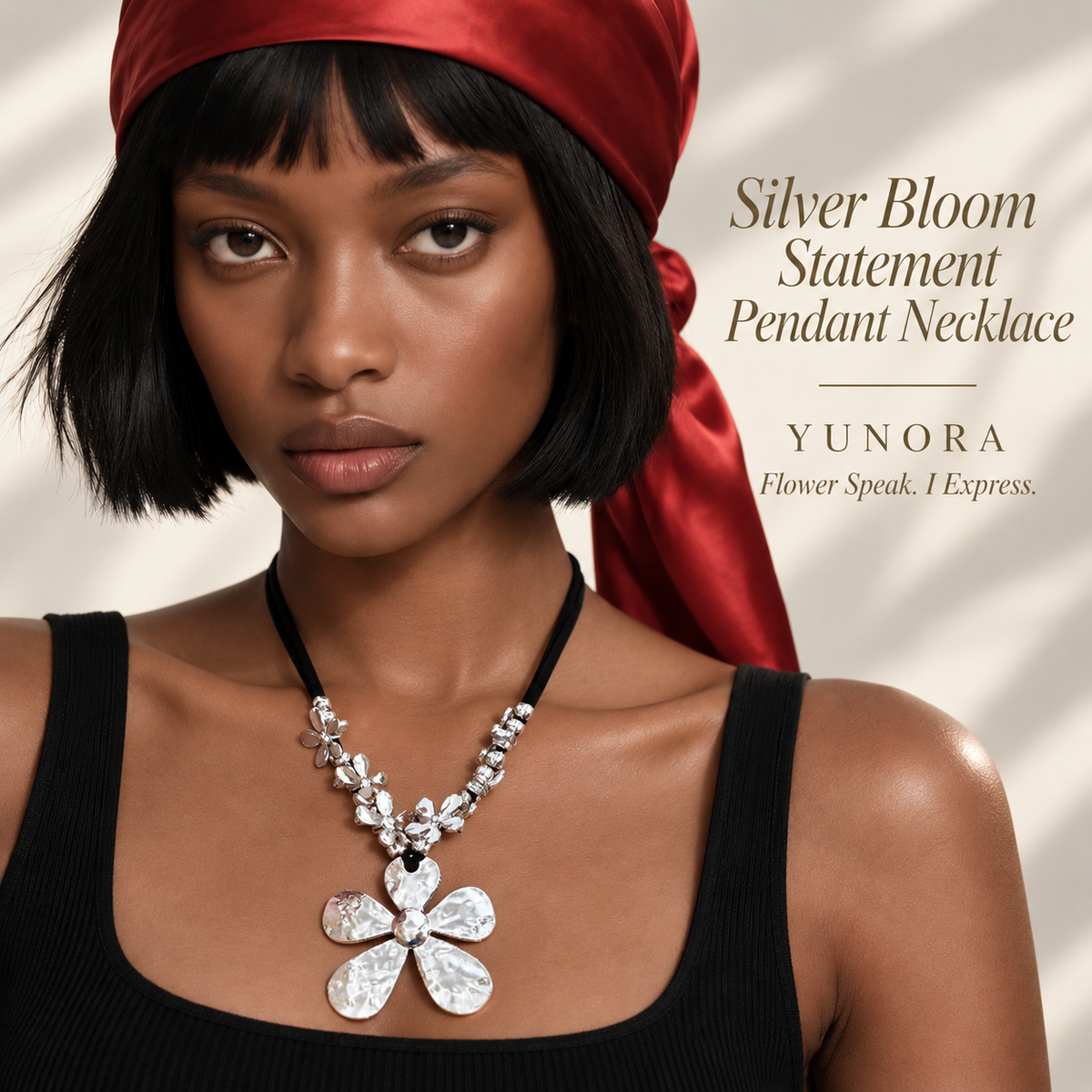 Silver Bloom Statement Pendant Necklace